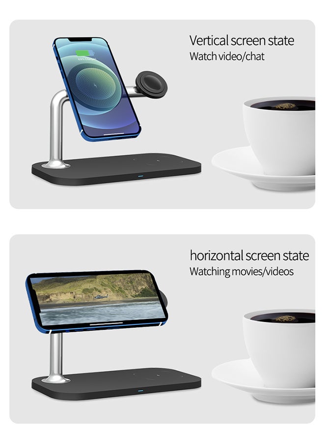 MiOne 3 in 1 15W Wireless Magnetic Fast Charging Station Black - Image 5