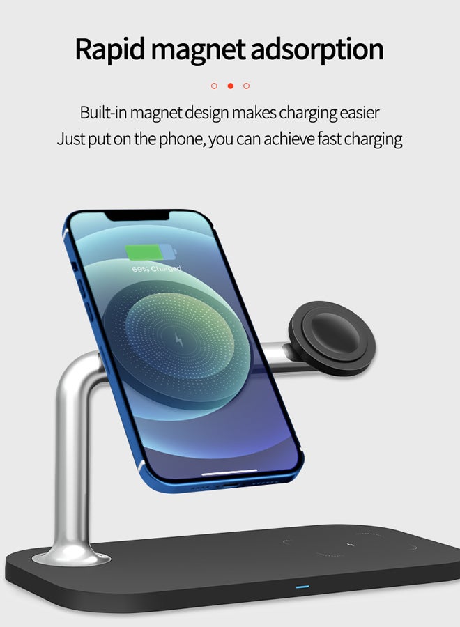 MiOne 3 in 1 15W Wireless Magnetic Fast Charging Station Black - Image 3