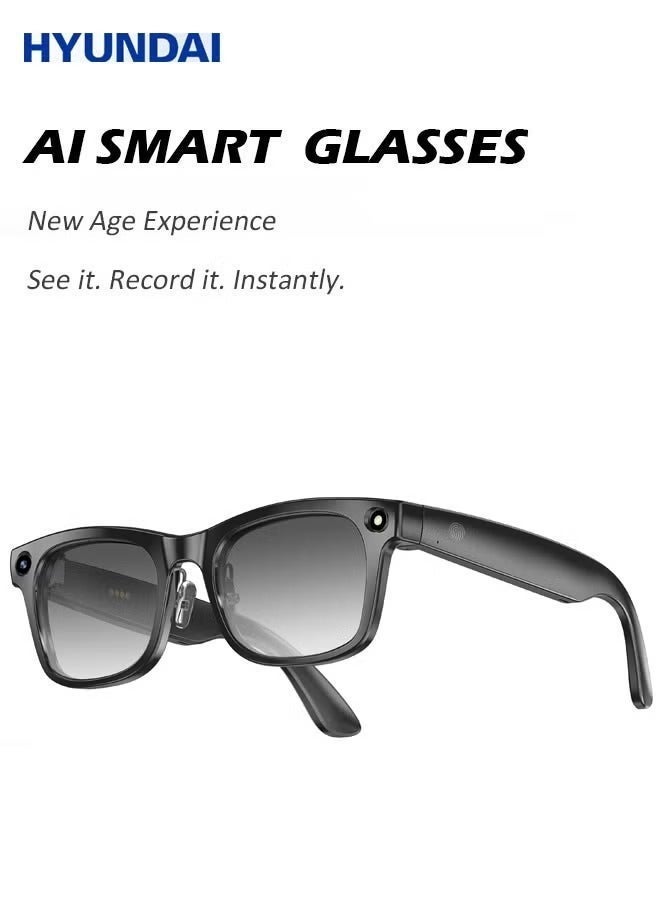HYUNDAI AI-Powered Smart Glasses Camera Glasses:AI Chat and Assistant, Voice Control, Real-time Translation, Voice Calls | with 1080P Camera, Combined with Anti-shake Function, Suitable for Shooting at Any Time for Sports and Outdoor Scenes (Black) - Image 1