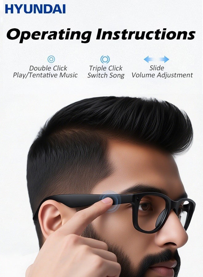 HYUNDAI AI-Powered Smart Glasses Camera Glasses:AI Chat and Assistant, Voice Control, Real-time Translation, Voice Calls | with 1080P Camera, Combined with Anti-shake Function, Suitable for Shooting at Any Time for Sports and Outdoor Scenes (Black) - Image 2