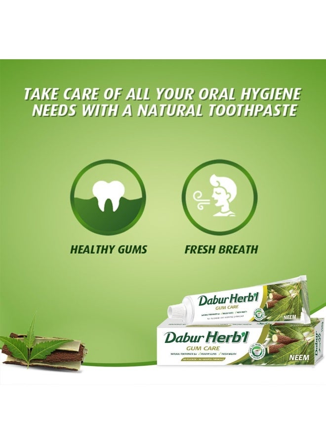 دابر معجون أسنان دابور العشبي بخلاصة النيم | معجون أسنان طبيعي للثة صحية ونفس منعش، ١٥٠ غرام (عبوة من قطعة واحدة) - Image 3