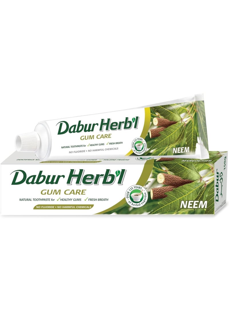 دابر معجون أسنان دابور العشبي بخلاصة النيم | معجون أسنان طبيعي للثة صحية ونفس منعش، ١٥٠ غرام (عبوة من قطعة واحدة) - Image 1