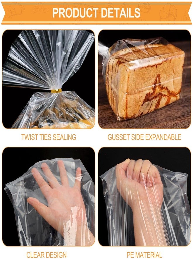 vivinin 70 Pack Bread Bags & 100 Pack Ties, 8" x 4" x 18" Clear Bread Bags for Homemade Bread, Reusable Plastic Bread Storage Bags for Bakers, Bakery Owners - Image 4