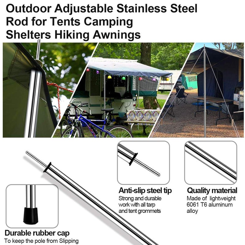 SAN LIKE Tent Pole Telescopic Adjustable tarp Poles for Camping Canopy Awning Shelter Backpacking Hiking -(Adjustable Length - Steel) - Image 3