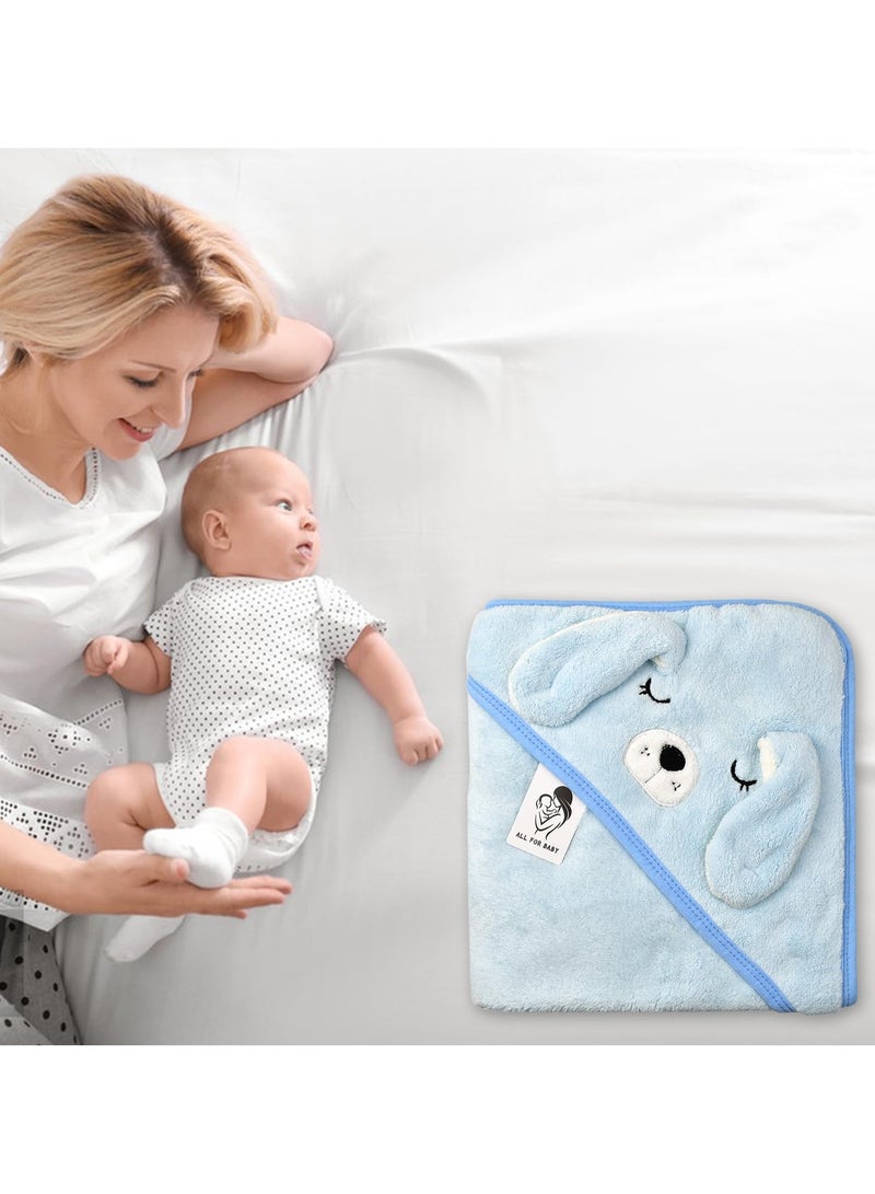غنافوتو منشفة أطفال قطنية بغطاء رأس، منشفة حمام لطيفة لحديثي الولادة والرضع والأطفال الصغار، مناشف أطفال بغطاء رأس للبنات والأولاد 80 * 80 سم - Image 3