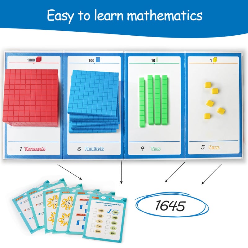 stochastic box Base Ten Blocks Plastic 143 pcs Math Manipulatives Kindergarten Counting Cubes for Kids Math,Place Value Blocks for Early Counting Math Toy for 1st Grade - Image 2