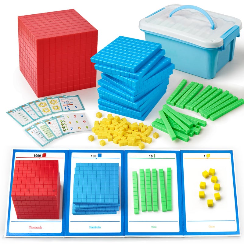 stochastic box Base Ten Blocks Plastic 143 pcs Math Manipulatives Kindergarten Counting Cubes for Kids Math,Place Value Blocks for Early Counting Math Toy for 1st Grade - Image 1