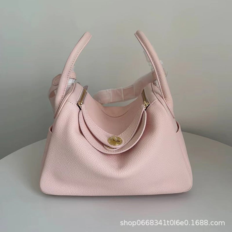 High Fixed Edition Top Layer Cowhide Mini Lindi Bag Genuine Leather Women'S Bag Doctor Bag Advanced Buckle Shoulder Crossbody Bag Small Bag - Image 1