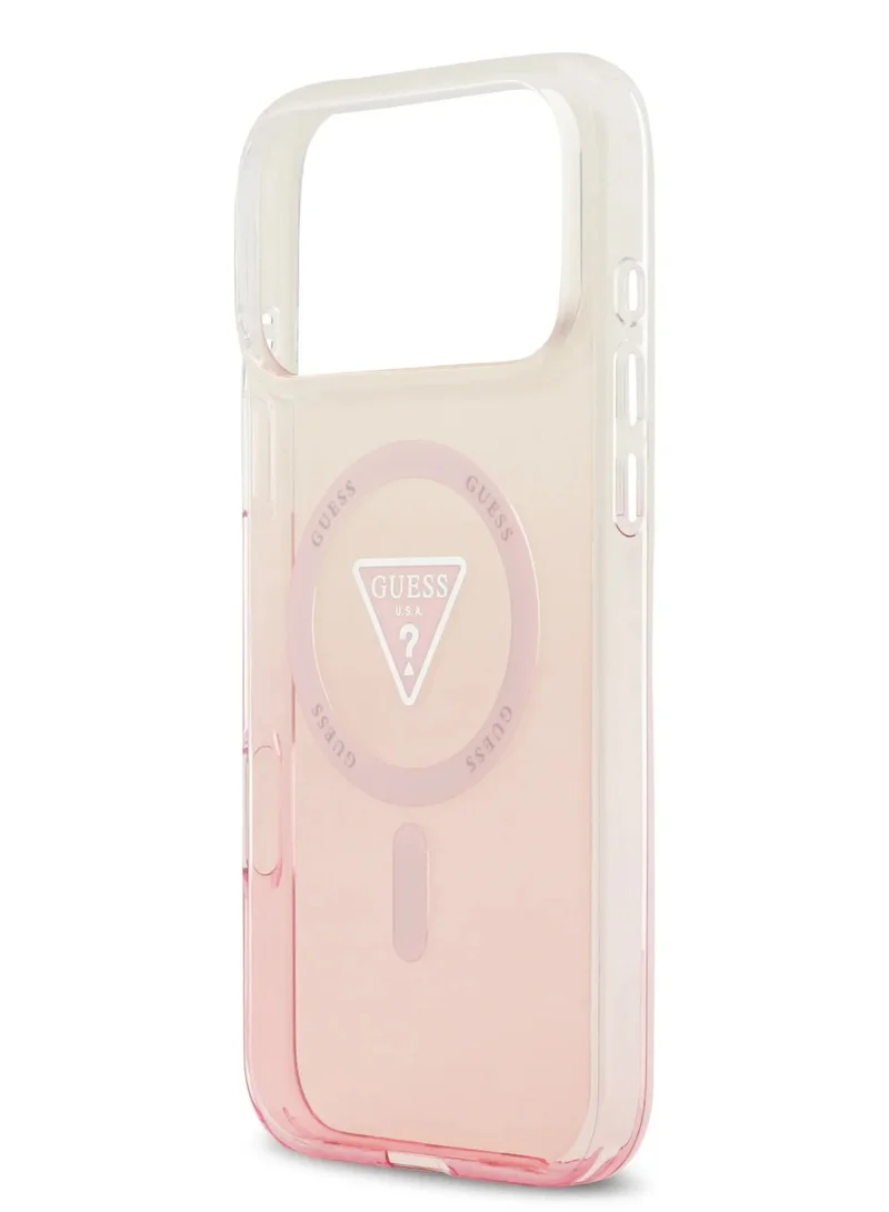 GUESS iPhone 17 Pro MagSafe Case IML Gradient with Printed Triangle Logo / Easy Snap On / Drop Protection / Slim Profile / Lightweight Back Cover - Pink