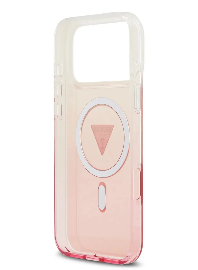 GUESS iPhone 17 Pro MagSafe Case IML Gradient with Printed Triangle Logo / Easy Snap On / Drop Protection / Slim Profile / Lightweight Back Cover - Pink