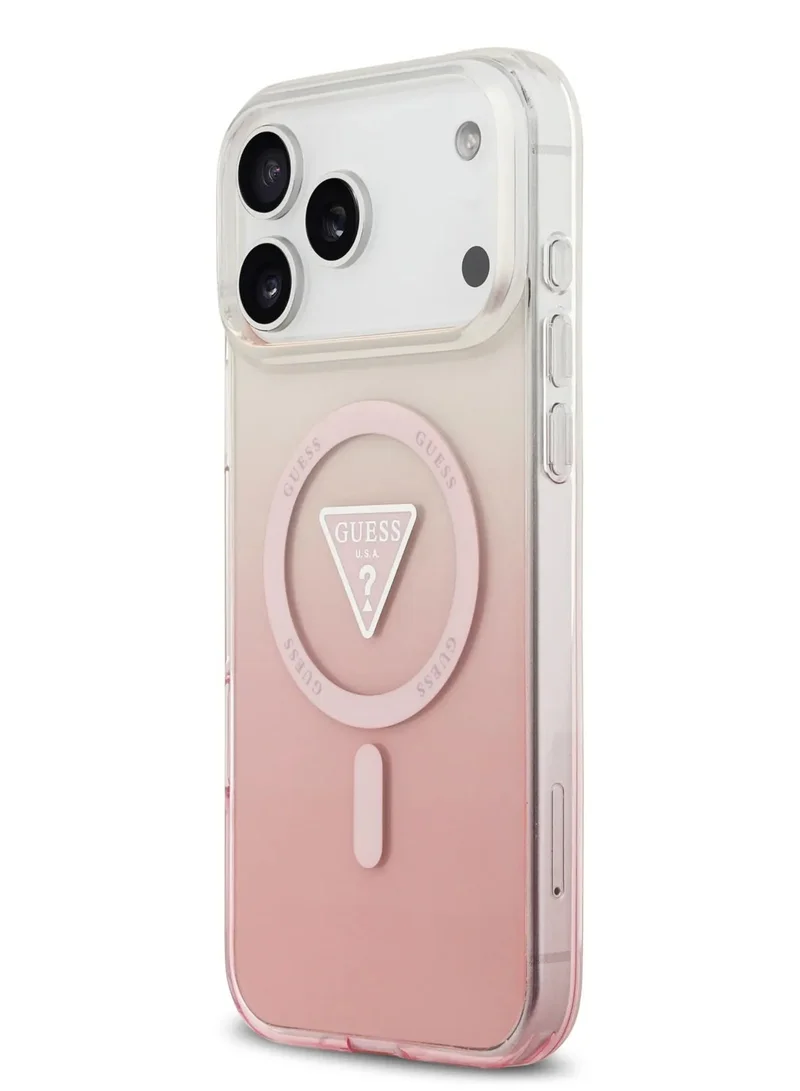 GUESS iPhone 17 Pro MagSafe Case IML Gradient with Printed Triangle Logo / Easy Snap On / Drop Protection / Slim Profile / Lightweight Back Cover - Pink