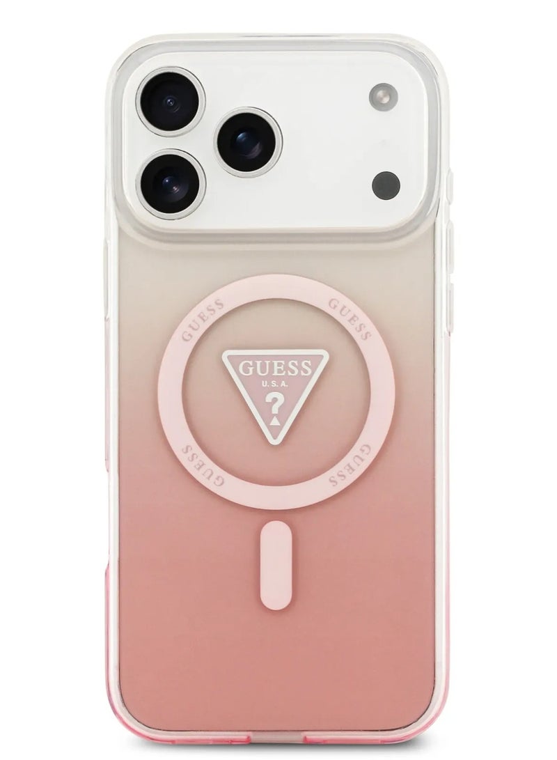 GUESS iPhone 17 Pro MagSafe Case IML Gradient with Printed Triangle Logo / Easy Snap On / Drop Protection / Slim Profile / Lightweight Back Cover - Pink - Image 1