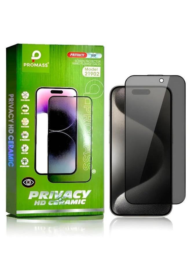 PROMASS HD Ceramic Screen Protector Anti-Spy for iPhone 15 Pro Max, to Protect Privacy from Promass, maximum protection for the screen from scratches and breakage - Image 1