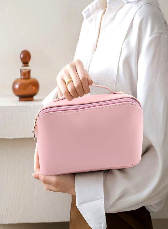 MAMUNU Large Capacity Cosmetic Bag, Travel Cosmetic Storage Bag with Handle, Portable Zipper Cosmetic Bag Toiletry Bag Makeup Bag Large with Compartments for Women Girls - Image 3