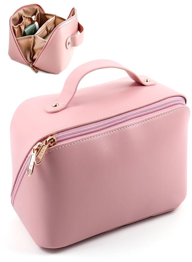 MAMUNU Large Capacity Cosmetic Bag, Travel Cosmetic Storage Bag with Handle, Portable Zipper Cosmetic Bag Toiletry Bag Makeup Bag Large with Compartments for Women Girls - Image 1