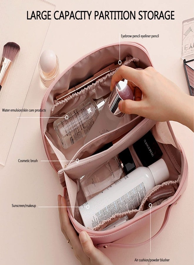 MAMUNU Large Capacity Cosmetic Bag, Travel Cosmetic Storage Bag with Handle, Portable Zipper Cosmetic Bag Toiletry Bag Makeup Bag Large with Compartments for Women Girls - Image 4