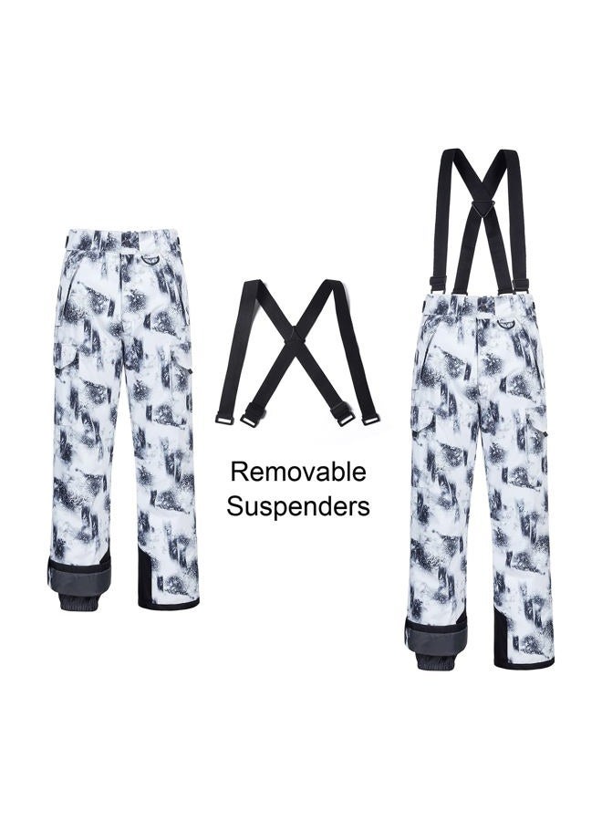 CREATMO US Men's Snow Pants Ski Bibs Waterproof Insulated Winter Snowboard Cargo, Black White, XXL - Image 2