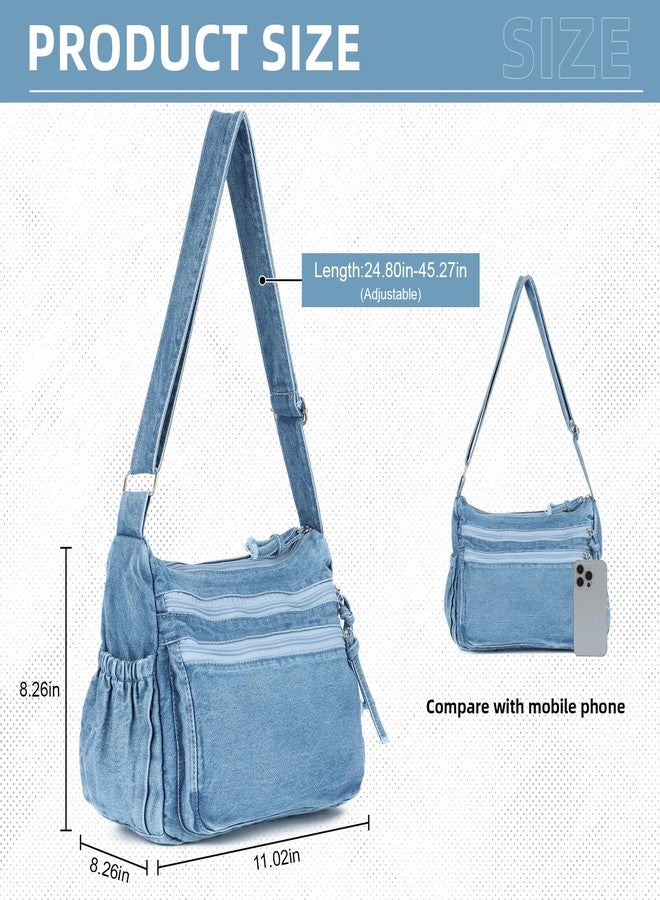 SUKUTU Denim Shoulder Bag for Women Canvas Messenger Bag Casual Retro Lightweight Crossbody Handbags - Image 3