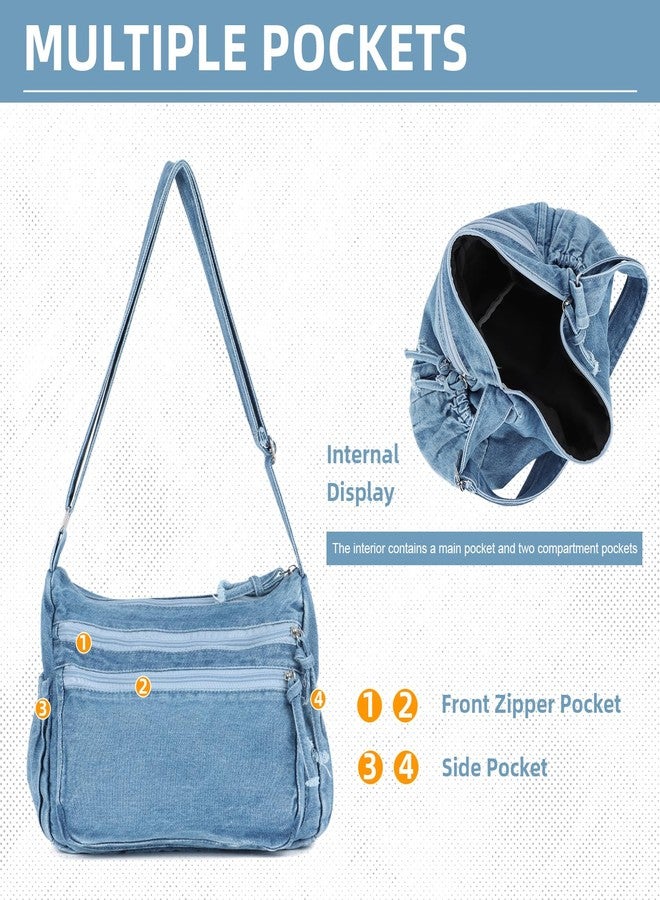 SUKUTU Denim Shoulder Bag for Women Canvas Messenger Bag Casual Retro Lightweight Crossbody Handbags - Image 5