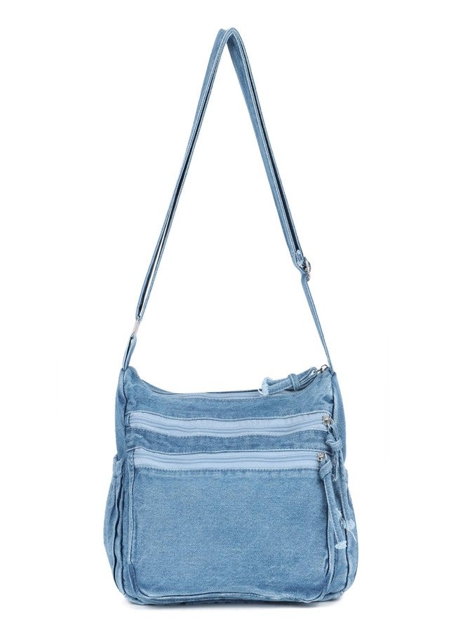 SUKUTU Denim Shoulder Bag for Women Canvas Messenger Bag Casual Retro Lightweight Crossbody Handbags - Image 1