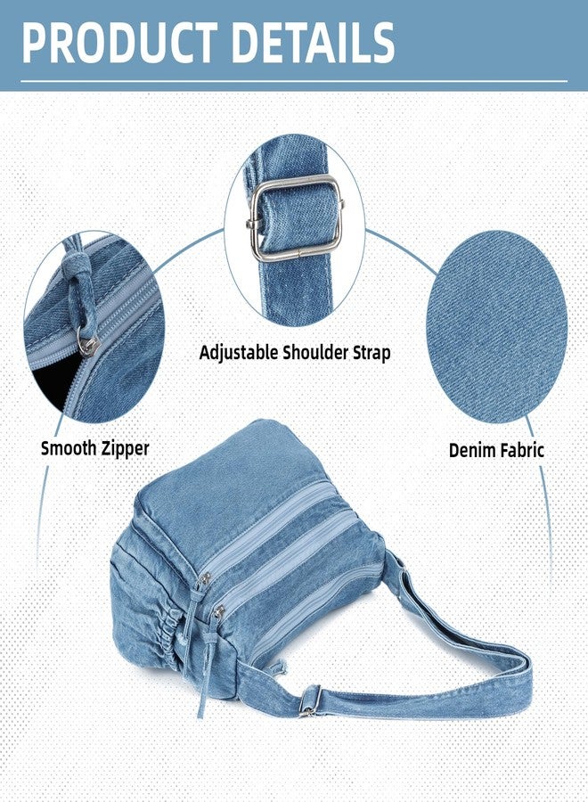 SUKUTU Denim Shoulder Bag for Women Canvas Messenger Bag Casual Retro Lightweight Crossbody Handbags - Image 4