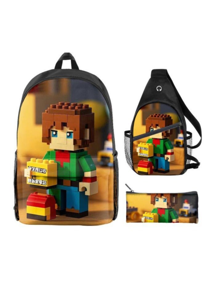 Universal cartoon new three-piece schoolbag - 1103 - Image 1