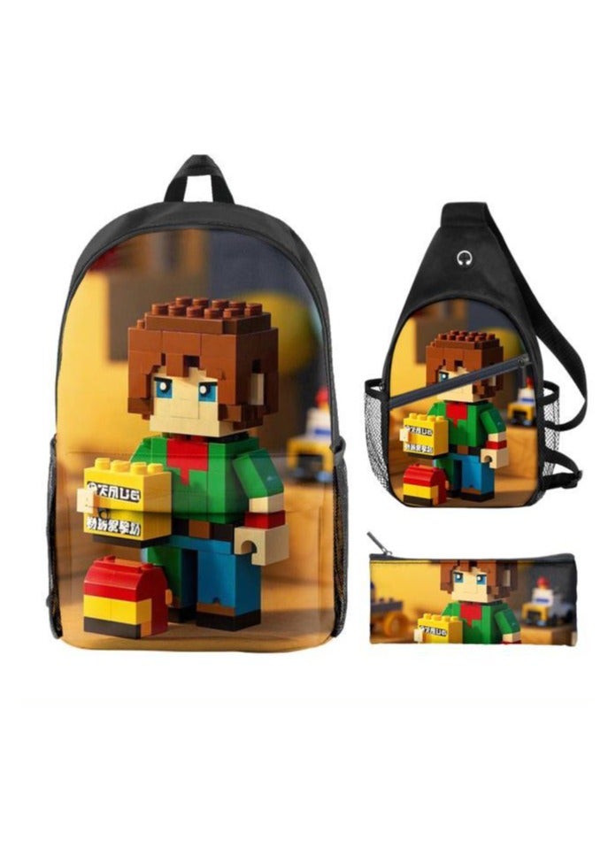 Universal cartoon new three-piece schoolbag - 1103 - Image 2