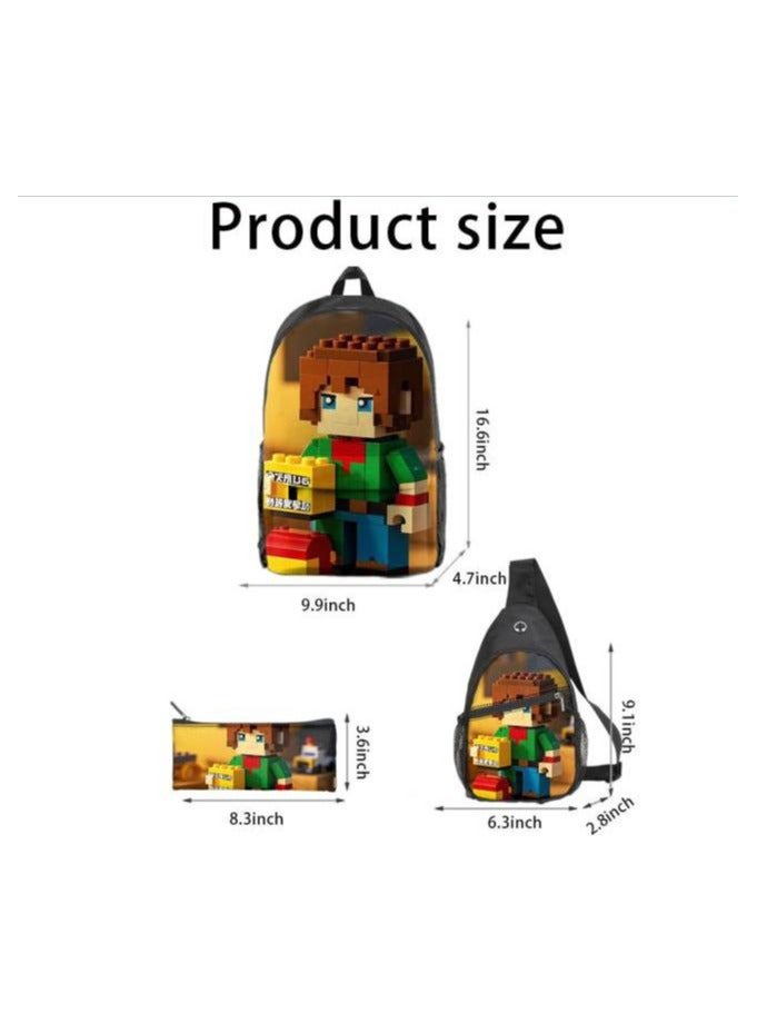 Universal cartoon new three-piece schoolbag - 1103 - Image 3