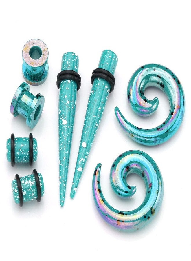Jovivi 8pc Stretching Kit Turquoise Green Arcylic Taper & Tunnels & Spiral Snail Plugs Expander Gauges 0G Set - Image 1
