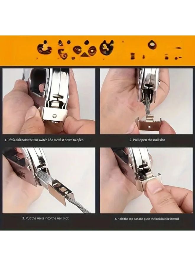 Black Manual Nail Gun Stapler Tool with U Shaped and Straight Staple Wire Slots - Image 5