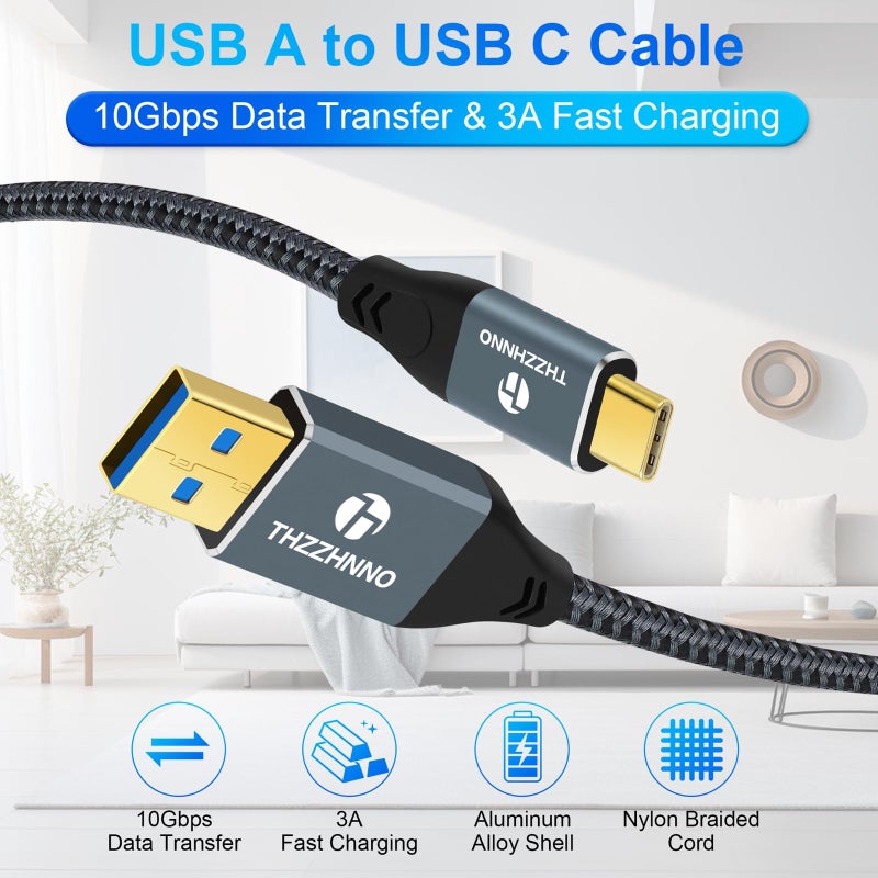Thzzhnno USB A to USB C Cable 3.3FT, USB 3.1 USB 3.2 Gen2 10Gbps Data Transfer Cable Cord for Samsung Galaxy/iPhone 15/MacBook Pro/iPad Pro - Image 5