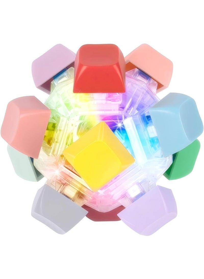 Keyboard Fidget Toys For Adults, Keyboard Clicker with LED Lights, 12 Sides Pressing Fingertip Small Toys, Stress Relief, Creative Stress Relief Toys - Image 1