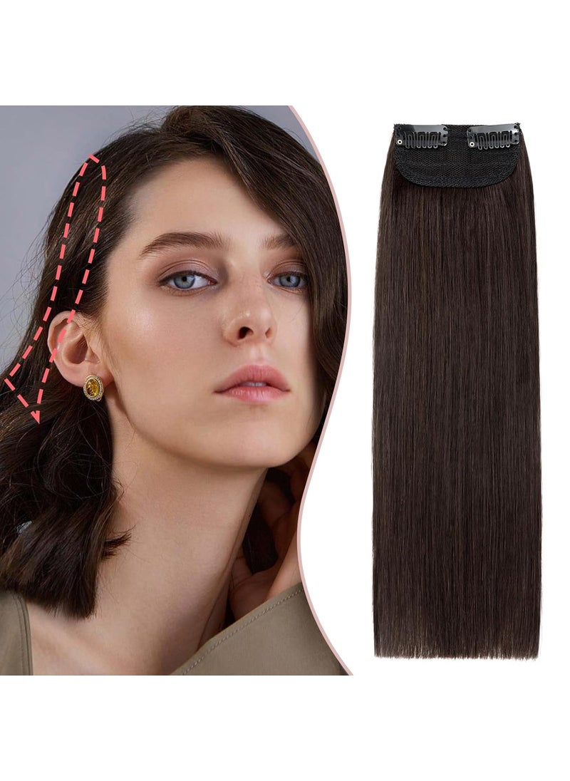 Rich Choices - Rich Choices Clip In Mini Human Hair Extensions One Piece Short Straight Invisible Seamless Hairpin Hair For Thinning Hair Adding Hair Volume Cushion High Hair For Men Women102 Dark Brown15g - Image 1