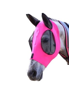 Generic Breathable Horse Fly Mask Equine Face Protection Rose Red 