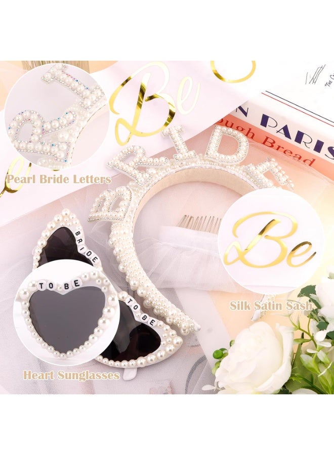 4PCS Bridal Set - Bride Headband, Heart-Shaped Sunglasses, “Bride to Be”Sash & Veil - Bachelorette Party, Bridal Shower, Wedding Photos & Ceremony - Image 5