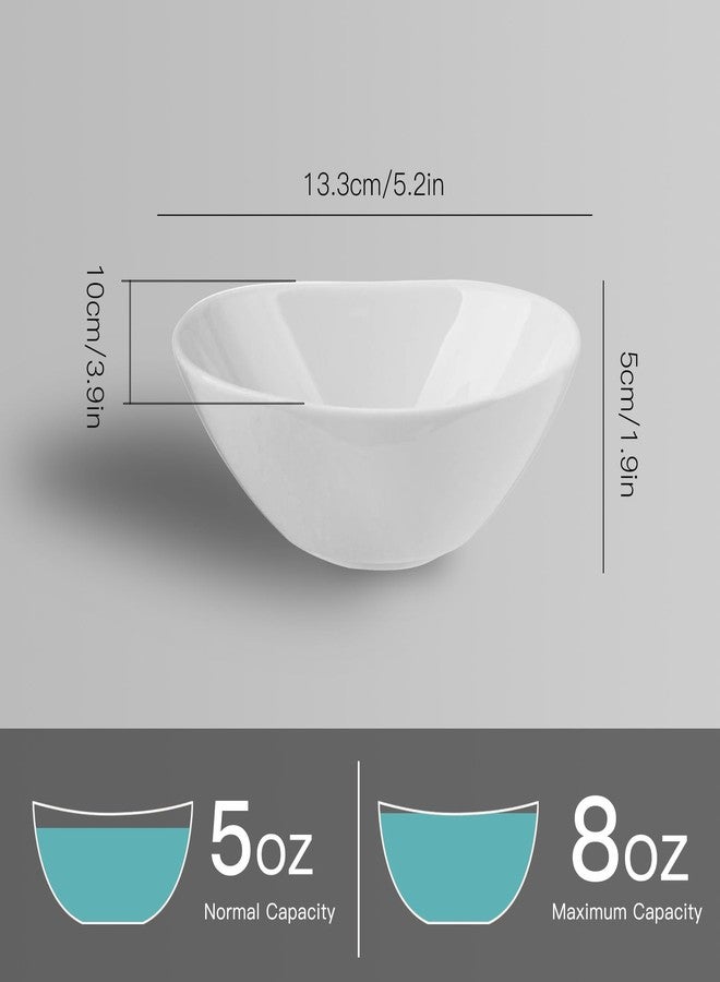 CHILDIKE 5.2 Inch Small White Porcelain Bowls, 8 OZ Serving Bowls Set of 6, Good for Sauce, BBQ, Ice Cream, Dessert and Cereal, Microwave, Dishwasher and Oven Safe - Image 2
