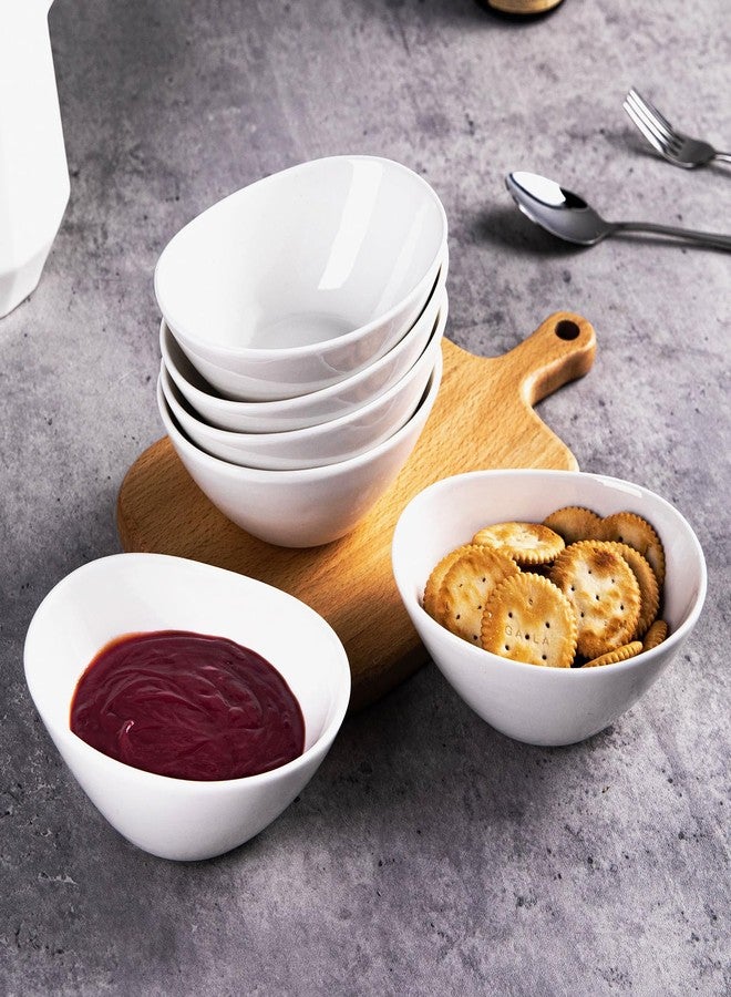 CHILDIKE 5.2 Inch Small White Porcelain Bowls, 8 OZ Serving Bowls Set of 6, Good for Sauce, BBQ, Ice Cream, Dessert and Cereal, Microwave, Dishwasher and Oven Safe - Image 3