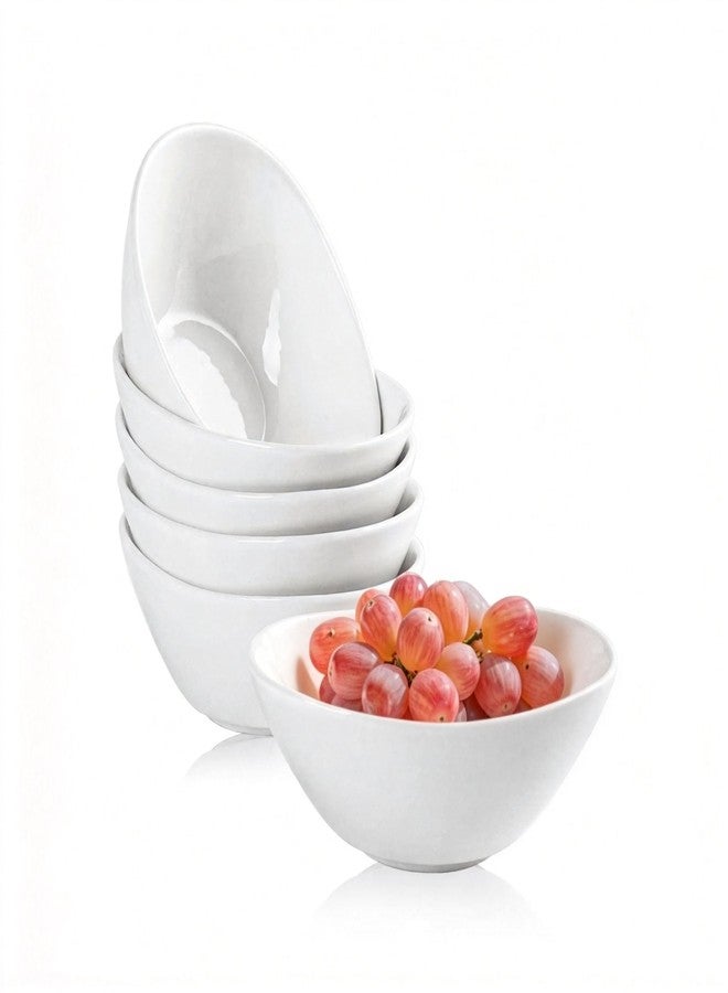 CHILDIKE 5.2 Inch Small White Porcelain Bowls, 8 OZ Serving Bowls Set of 6, Good for Sauce, BBQ, Ice Cream, Dessert and Cereal, Microwave, Dishwasher and Oven Safe - Image 1