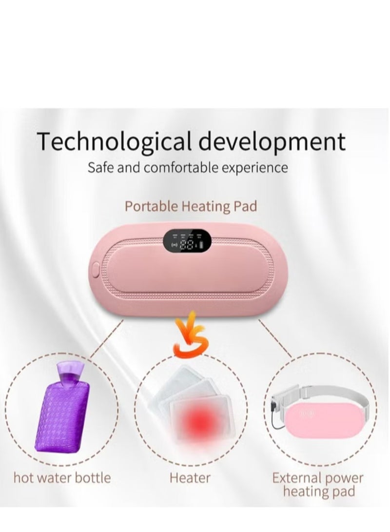 إسكدنيا وسادة تدفئة لاسلكية محمولة لتخفيف تشنجات الحيض، وسادة تدفئة للمعدة، وسادة تدفئة للحيض مع 3 مستويات للحرارة و4 أوضاع للتدليك بالاهتزاز، حزام كهربائي محمول سريع التسخين للبطن - Image 4
