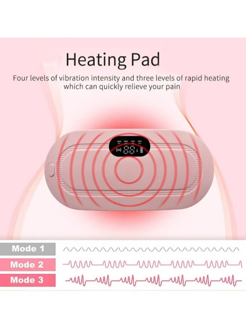 إسكدنيا وسادة تدفئة لاسلكية محمولة لتخفيف تشنجات الحيض، وسادة تدفئة للمعدة، وسادة تدفئة للحيض مع 3 مستويات للحرارة و4 أوضاع للتدليك بالاهتزاز، حزام كهربائي محمول سريع التسخين للبطن - Image 3