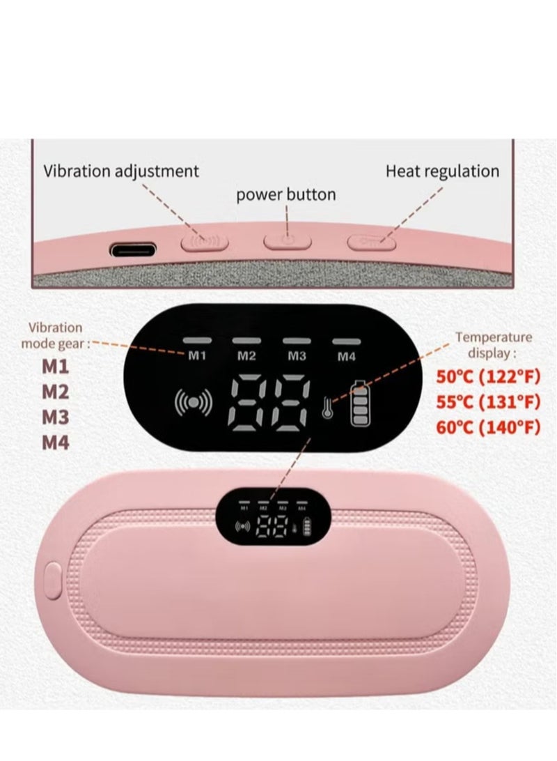 إسكدنيا وسادة تدفئة لاسلكية محمولة لتخفيف تشنجات الحيض، وسادة تدفئة للمعدة، وسادة تدفئة للحيض مع 3 مستويات للحرارة و4 أوضاع للتدليك بالاهتزاز، حزام كهربائي محمول سريع التسخين للبطن - Image 5