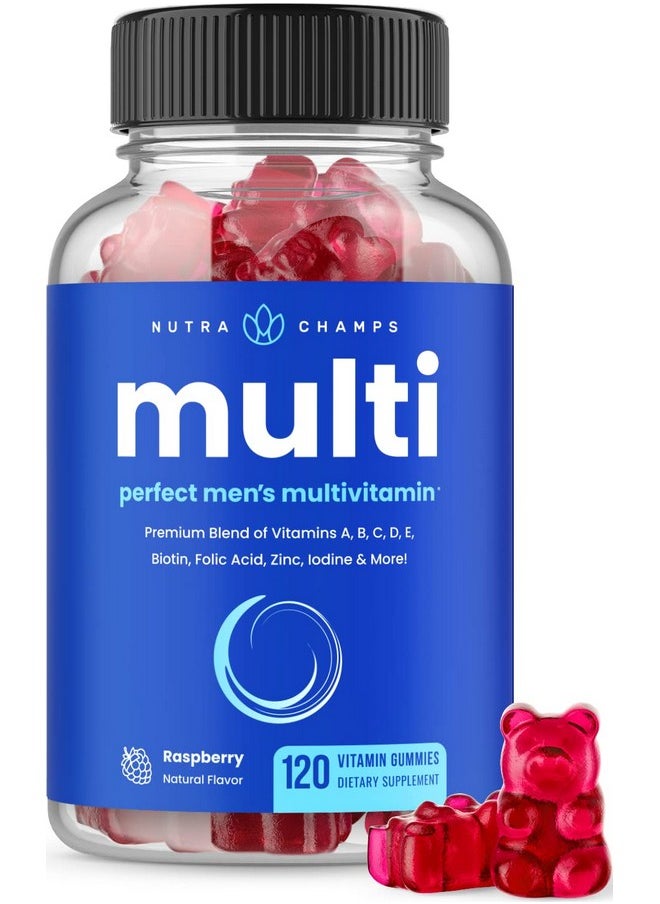 NutraChamps حلوى جيلاتينية متعددة الفيتامينات للرجال؛ فيتامينات أ، ب، ج، د، هـ، البيوتين، حمض الفوليك؛ فيتامينات متعددة يومية للرجال؛ حلوى جيلاتينية متعددة الفيتامينات للرجال؛ مكملات العظام والدماغ والقلب والمناعة والطاقة  - Image 1