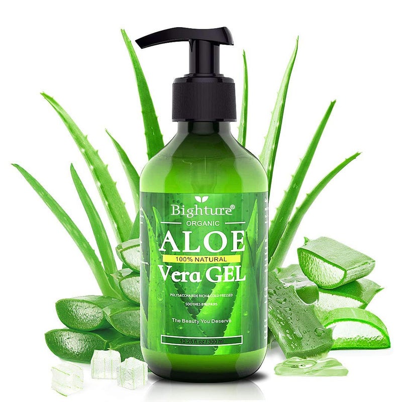 BIGHTURE Aloe Vera Gel 100 Aloe Vera Organic from Freshly Cut Aloe Leaves Skin Care for Deeply  Rapidly Soothing Firming After Shave Sunburn Relieve etc
