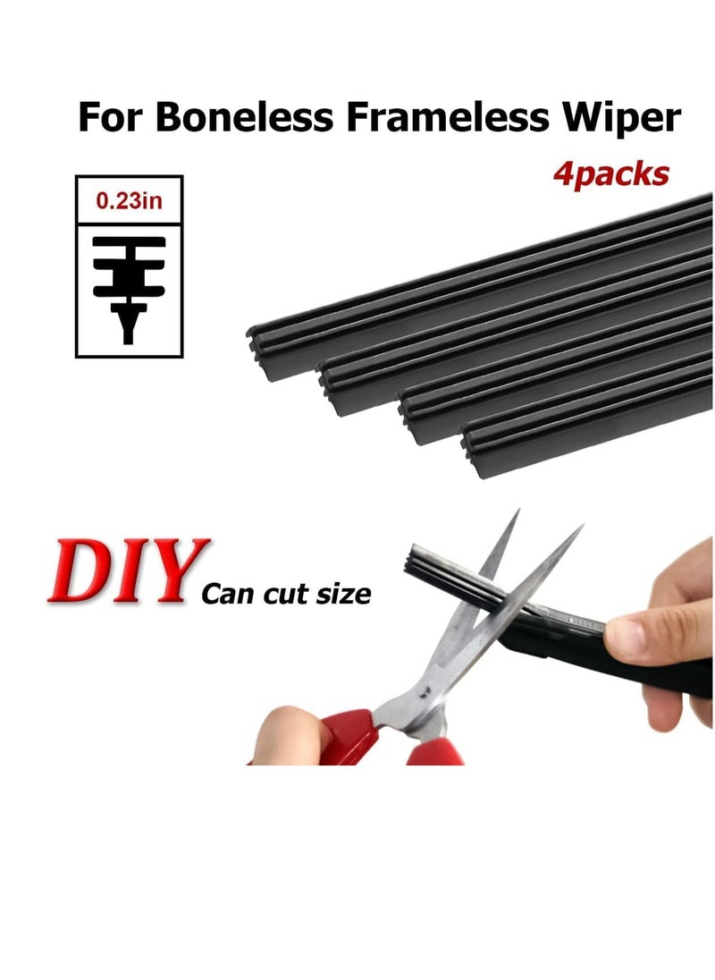 FengSVMA 4PCS Car Windshield Wiper Blade Strips, DIY Silicone Car Frameless Window Boneless Replacement Refills, Auto Adjustable Insert Rubber Wiper Blade Refills, Universal for SUV Truck Van  - Image 4