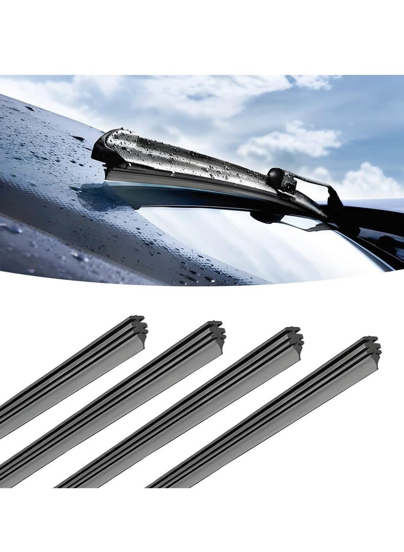 4PCS Car Windshield Wiper Blade Strips DIY Silicone,  Auto Adjustable Insert Rubber Wiper Blade Refills, Universal for SUV Truck Van - Image 1