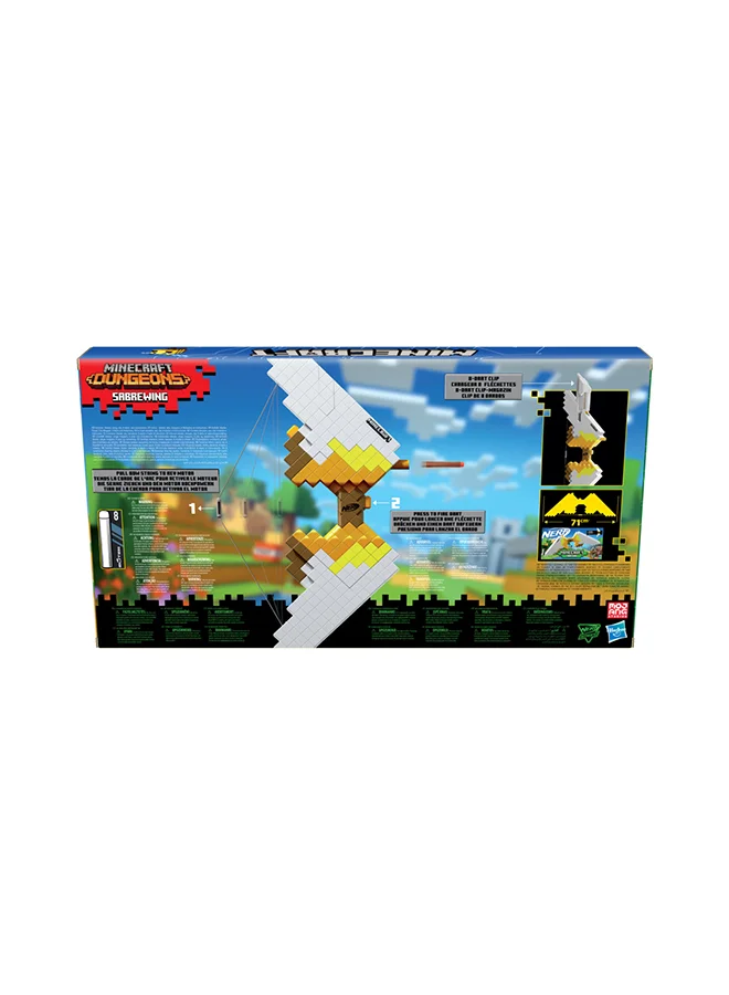 NERF Minecraft Sabrewing Motorized Bow, Blasts Darts, Includes 8 Elite Darts, 8-Dart Clip, Design Inspired by Minecraft Bow in the Game