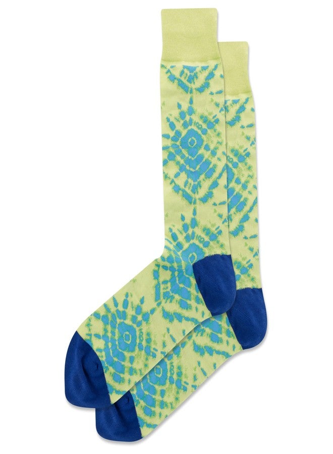 Hot Sox Men's Tie Dye Crew Socks 1 Pair, Neon Yellow, Men's 10-13