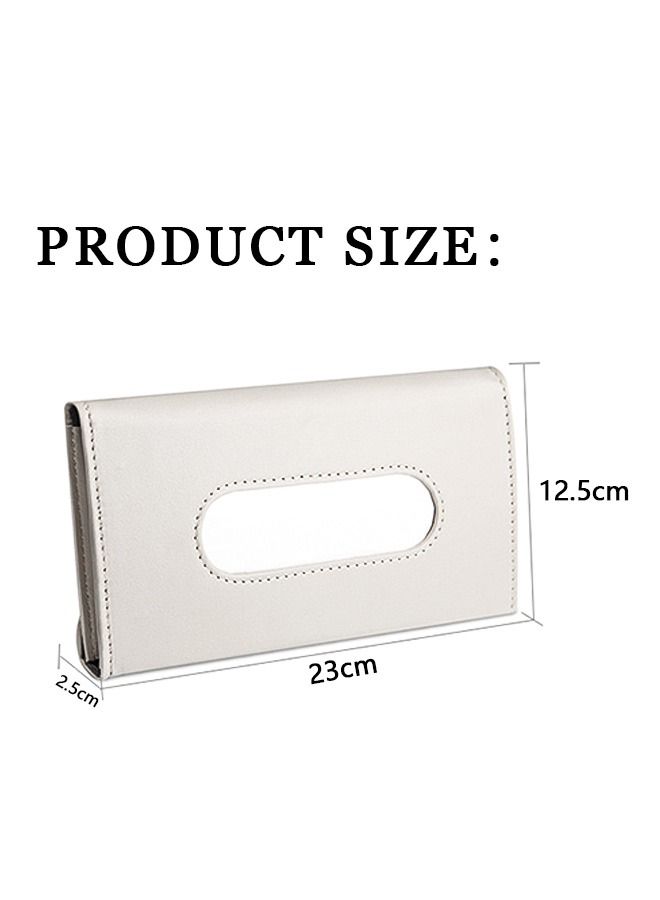 Generic Car Sun Visor Hanging Tissue Holder, General PU Leather Waterproof Dirty Resistant Car Tissue Box, Multifunctional Storage Holder Dispenser for Car Seat (Beige) - Image 2