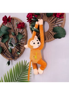 Little Monkey Long-armed Monkey Plush Toy Lie-prone Monkey Will Call Banana Monkey Curtain Monkey Doll Cartoon Grasping Machine Doll-Color:Yellow-Height:65cm Expanded Length [ordinary Style]