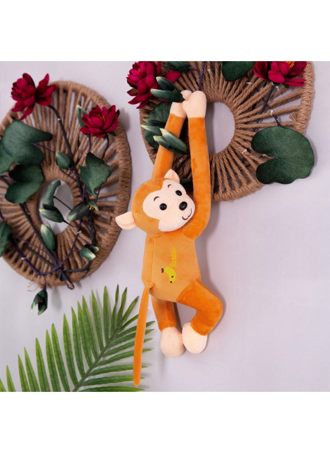 Generic - Little Monkey Long-armed Monkey Plush Toy Lie-prone Monkey Will Call Banana Monkey Curtain Monkey Doll Cartoon Grasping Machine Doll-Color:Yellow-Height:65cm Expanded Length [ordinary Style] - Image 1